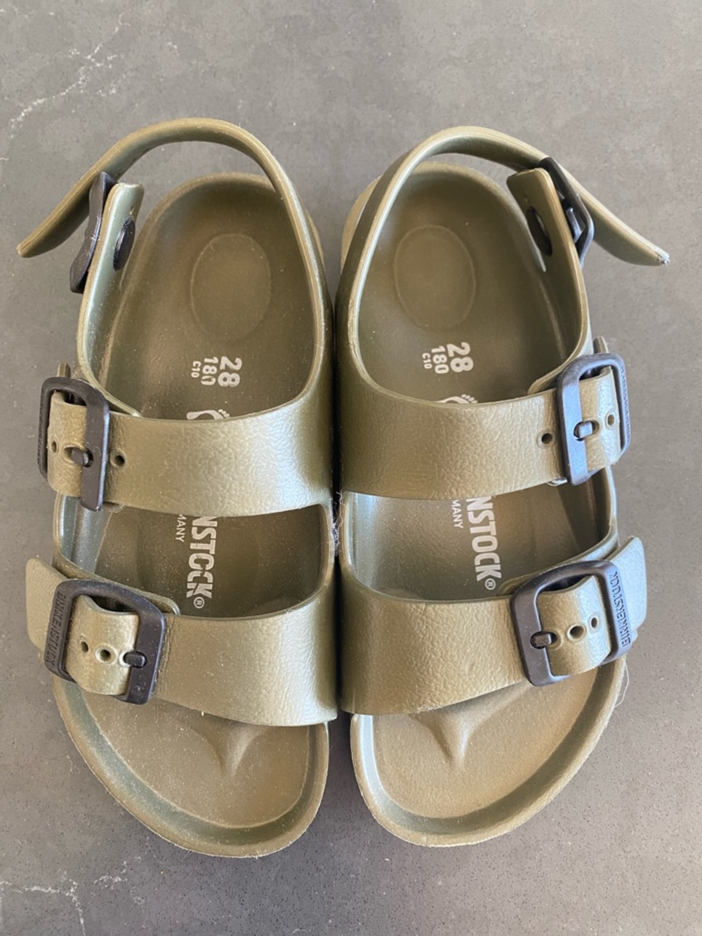 Birkenstock Kids Olive Green EVA Two-Buckle Sandals